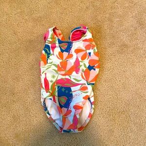 Ruffle Butts Pink and Coral Floral Swimsuit